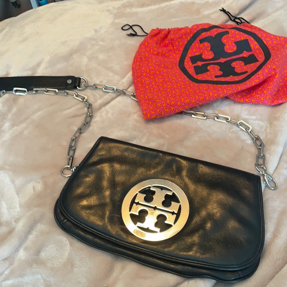 Tory Burch black crossbody, silver hardware